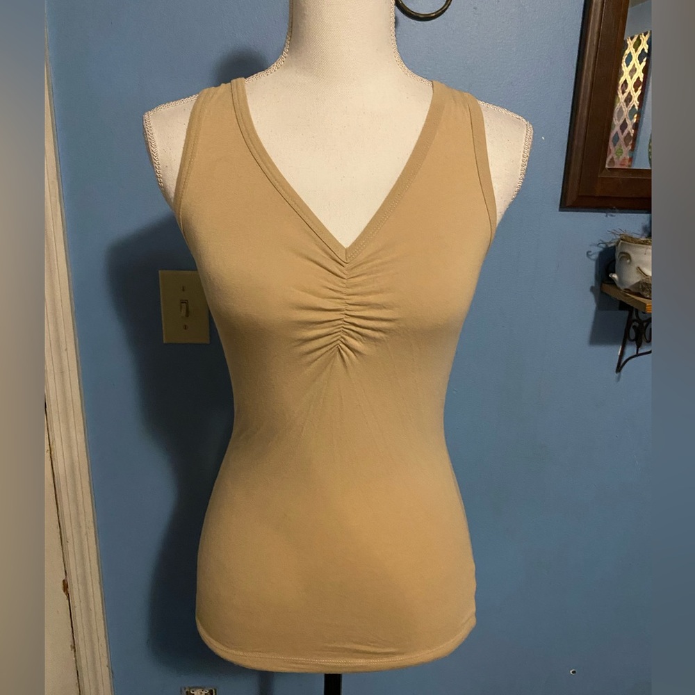 Mandee, Tan, Ruched, Tank Top